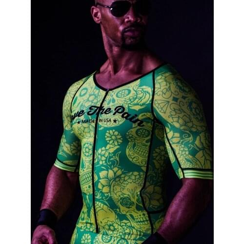 Triathlon Suit Pro Team Love The Pain Mens Green Short Sleeve Cycling Skinsuit Roupa Ciclismo Maillot Jumpsuit Bike Clothing