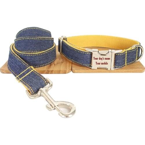 Cowboy Personalized Custom Pet Dog Collar Leash Set Name ID Tags For Small Medium Large Dogs Bulldog Pitbull Beagle Correa Perro