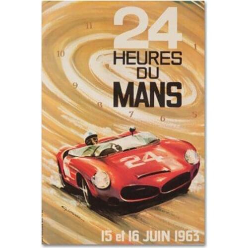 Le Mans 1963 15 el 16 June Poster On Canvas Print Nordic Wall Art Picture For Living Room Home Decoration
