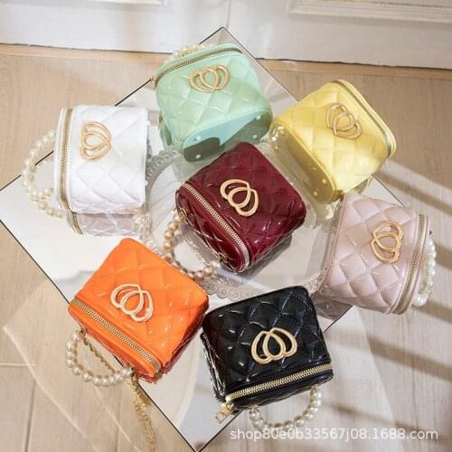 Small Ladies Handbags Jelly Bag Chain Top-Handle Bucket Bag Leather Candy Color Purse Branded Crossbody Shoulder Bags for Women