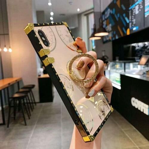 For Samsung Galaxy S21 S20 FE S10 Lite S9 S8 Plus A12 A52 A Note 20 Ultra 10 9 8 A7 2018 A20E Metal Clock Phone Ring Holder Case