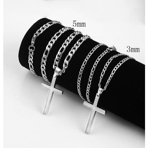 Fashion Jewelry Mens Figaro Chain Pendant Necklaces Punk 316L Stainless Steel Gold Silver Color Waterproof Necklaces Accesories