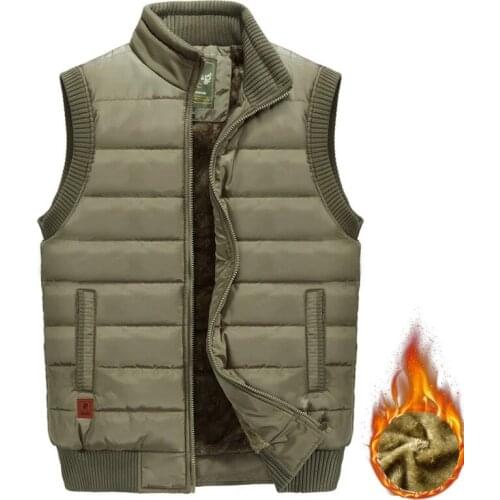 Mens Jacket Sleeveless Vest Winter Male Fleece Warm Vest Coats Men Stand Collar Army Thicken Waistcoats Clothing 6XL