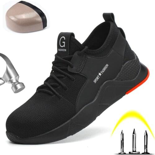 Mens Steel Toe Cap Anti-Puncture Breathable Lightweight Sports Shoes Indestructible Mens Safety Work Shoes