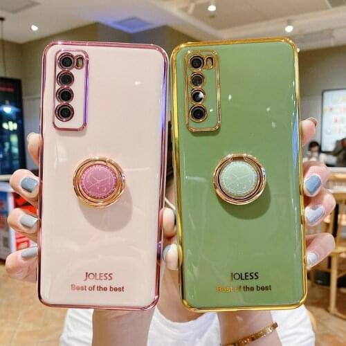 Soft Silicone plating With Ring Stand Phone Case For Huawei Honor 10 8X 9X 20 Pro Lite 10i 7X 30 View 10 20 9A bag Cover