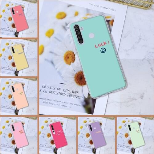 Soft For Oppo Realme 5 6 X50 X2 Pro C3 X3 Xt C11 6i X Phone Case Back Cover Pink Quote Simple Luck Yellow Silicone Transparent