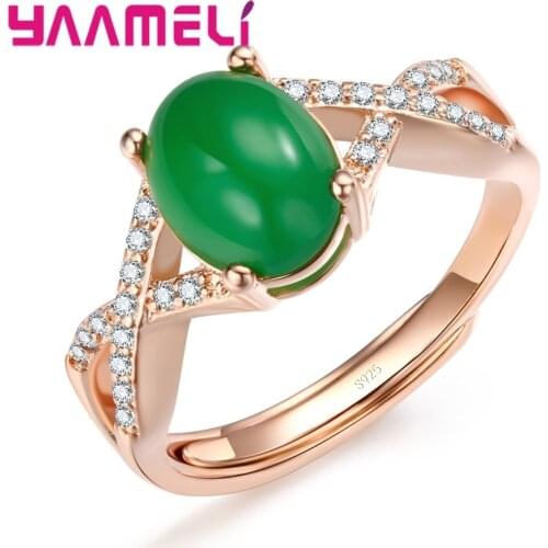 New Arrival 925 Sterling Silver Woman Mans Ring Clear Cubic Zircon Square Oval Glass Beads Opening Adjustable Bands Jewelry