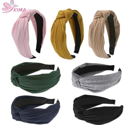 XIMA 1PC Retail Korean Style Fashion Women Knot Hairband Girls Tiara Hair Hoop Band Solid Headband Hair Accessories WHB017