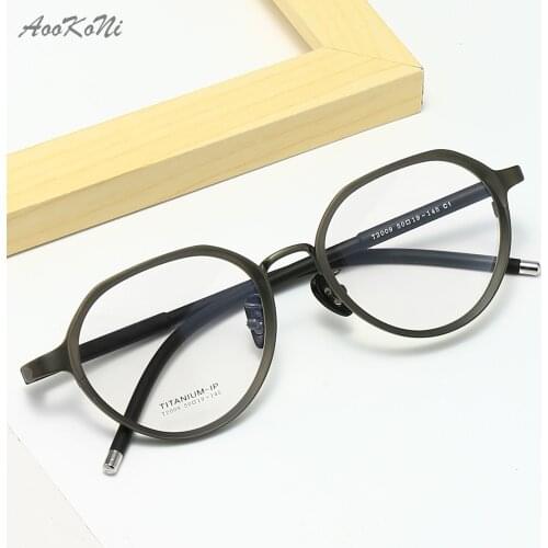 AooKoNi Titanium Glasses Frame Women Round Prescription Blue Light Block Eyeglasses Men Antiskid Optical Eyewear Elastic Temples