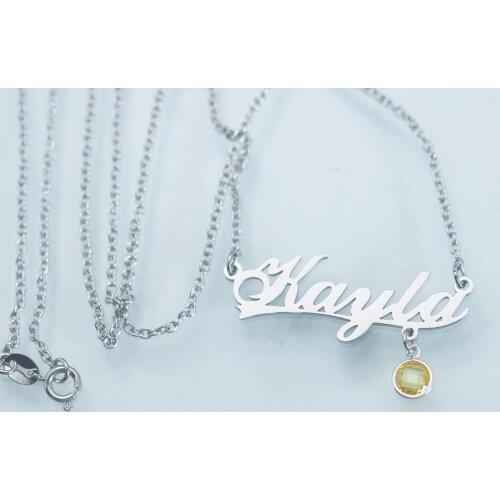 Custom Name Necklace 316 Stainless Steel Jewelry Birthstone English Name Pendant Necklace