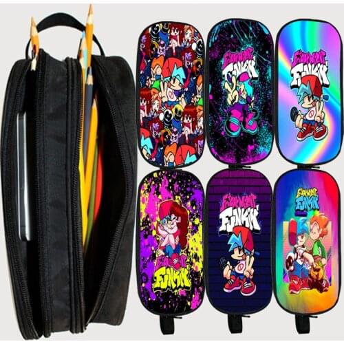 Friday Night Funkin Pencil Bags Double Layer Cartoon Woman Cosmetic Bag Student Boys Girls Pencil Box Kids Pen Case Coin Purse