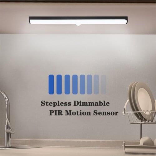 Stepless Dimmable PIR Motion Sensor LED Night Light Rechargeable Warm/Cold Light Magnet Touch Switch Sensor LED Cabinet Lighting