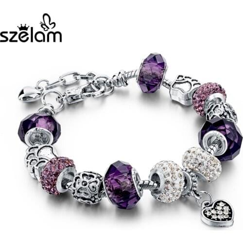 Szelam Gift!!! Fashion DIY Crystal&Glass Beads Charm Bracelets For Women Snake Chain Bracelets & Bangles Pulsera SBR150056