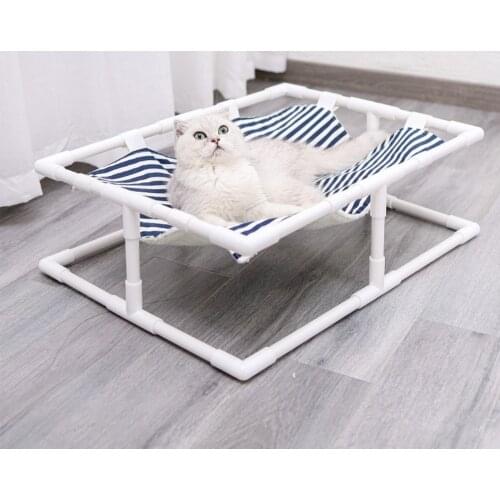 Elevated Cat Bed House Cat Hammocks Bed Plastic Cat Lounge Bed for Small Rabbit Cats Dogs Durable Canvas Pet House Supplies