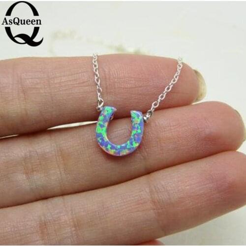 Fashion hight quality opal stone horseshoe charms pendants for Necklace jewelry