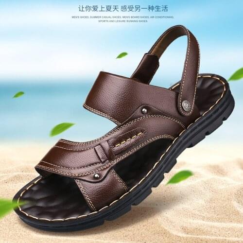 Women Men Summer New Shoes Leather Beach Shoes Thick-soled Non-slip Dual-use Summer Casual Sandals Simple Style Comfortable