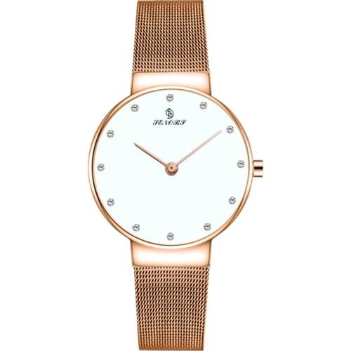 SENORS Causual Womens Watches Original Small Ip plate Simple Female Slim Clocks Quartz Stainless Steel Back Wristwatch
