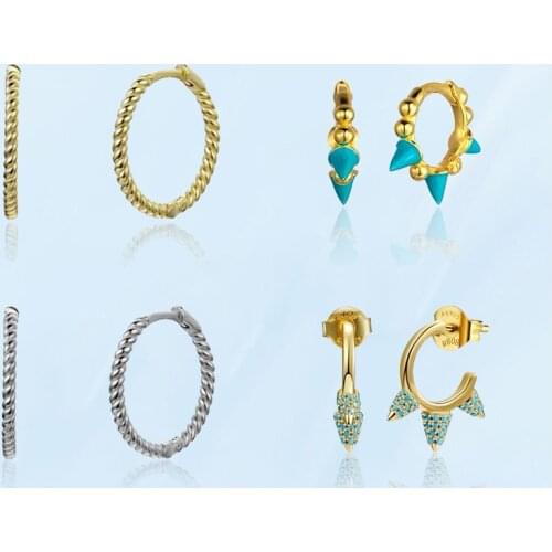 2021 New Trendy Women Piercing Earrings With Turquoise Fine Vintage Unusual Creative Pointed Earrings Personalized Female Gifts