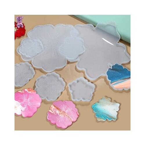 Diy Sakura Tea Tray Coaster Silicone Mould for Plaster Uv Epoxy Resin Cherry Blossoms Flower Tray Plate Mold Home Decoration