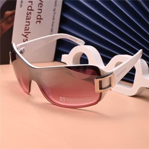 Rockjoy Fashion Sunglasses Women Integrated Lens Driving Goggles Female Sun Glasses for Ladies Shades White Pink Brown