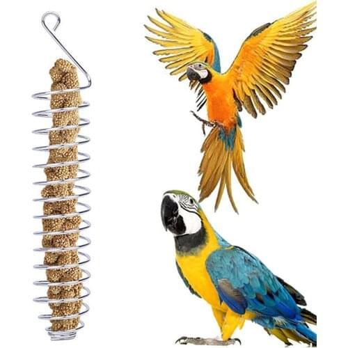 Spiral Bird Feeder Stainless Steel Food Feeder Wheat Ear Fruit And Vegetable Feeder For Parakeet Cockatoo Birds