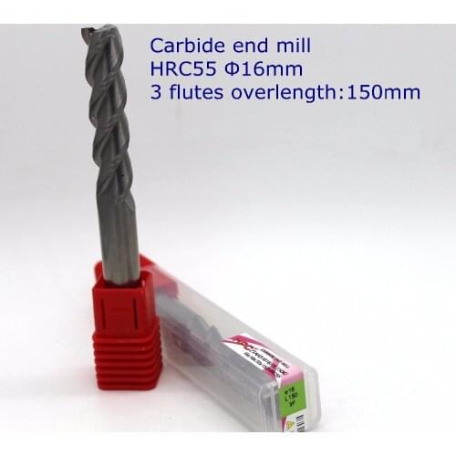 16*16*150 of 3 flutes HRC55 tungsten mills cutter for CNC machine tool carbide end mill router bit