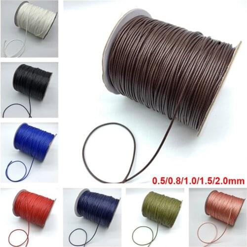 0.5/0.8/1.0/1.5/2.0mm Colorful Waxed Cotton Cord Thread Cord String Strap Necklace Rope for Jewelry Making for Bracelet