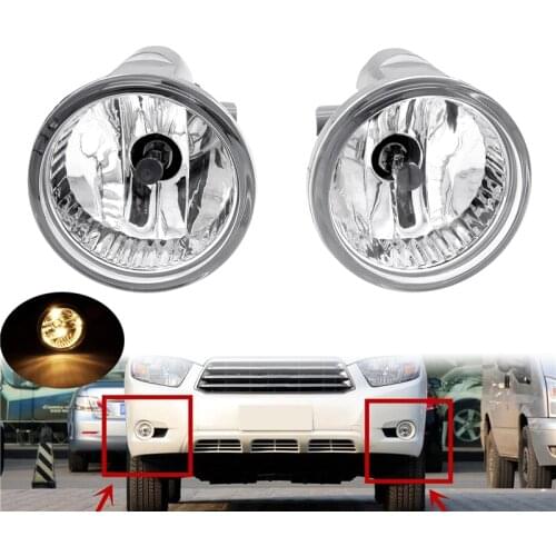 1 Pair Clean Lens Fog Lights Running Daytime Driving Lamp With Halogen Bulb Accessories For Toyota Highlander Echo Prius 04-07