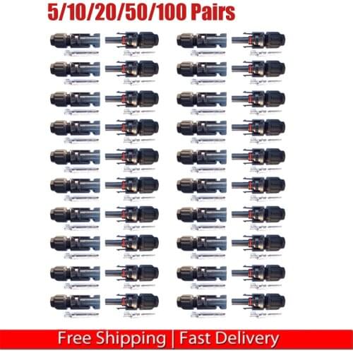 10/20 Pairs of Male / Female Solar Panel Cable Connectors Waterproof Seal Ring Connector
