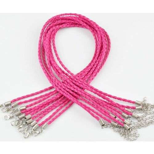 10Pcs 40cm PU Leather Adjustable Braided Rope Lobster Clasp String Cord Jewelry Findings High-quality New Charms