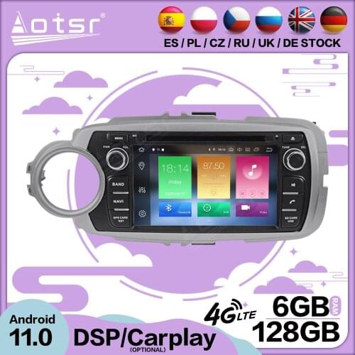 128G Carplay Android 11 For TOYOTA Yaris 2012-2015 Car Multimedia GPS Screen Video Player Radio Receiver Audio Stereo Head Unit