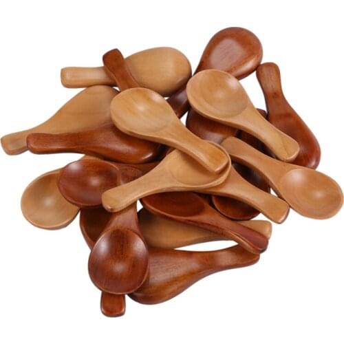 20 Pieces Small Wooden Spoons Mini Condiments Sugar Seasoning Salt Honey Teaspoon Coffee Tea Jam Mustard Ice Cream Wood Spoons