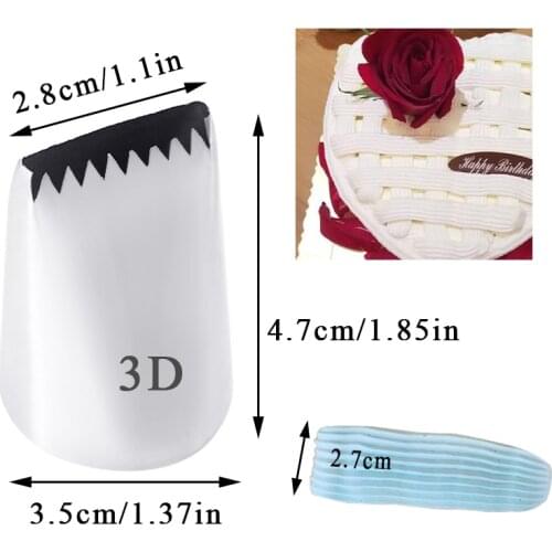 #3D Icing Piping Nozzle High Quality Seamless Icing Tube Cake Decorating Pastry Tip Tool Basketweave Nozzles Large Size 8 Teeth