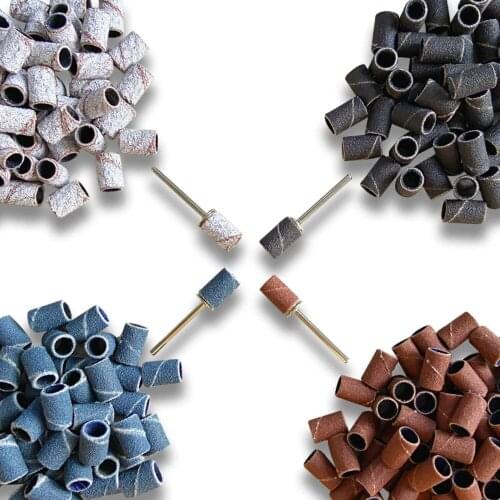 400pcs Sanding Bands #80#120#180#240 100pcs for Each Grit Coarse Meduim Fine Grit for Acrylic Nails Drill E-file Gel Nails