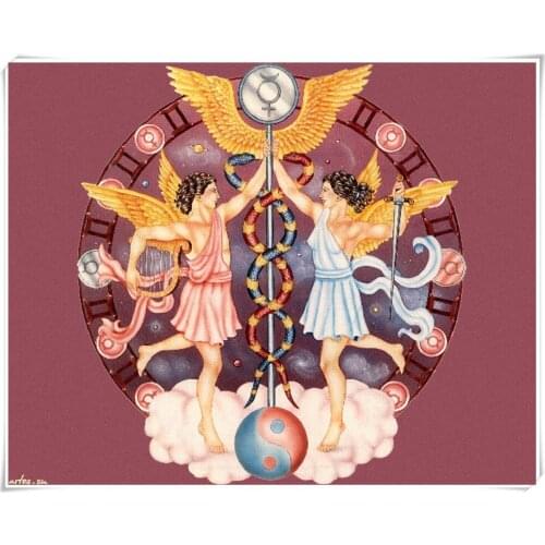 5d Rubiks Cube Full Diamond Embroidery DIY round Drill Drawing Resin Diamond Painting Rhinestone Twelve Constellations Gemini