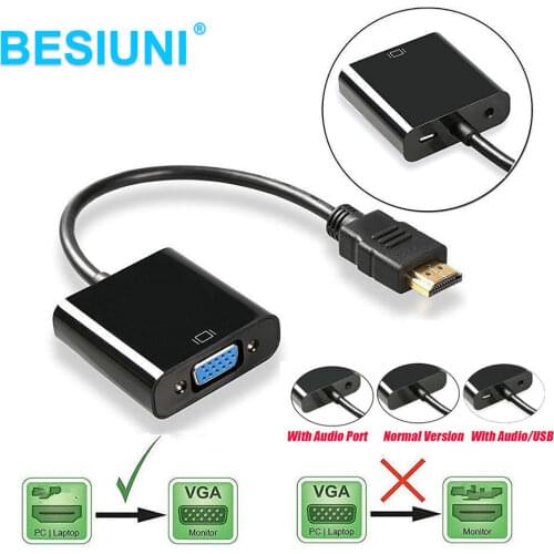 BESIUNI HDMI to VGA Adapter Male To Famale Converter 1080P Digital to Analog Video