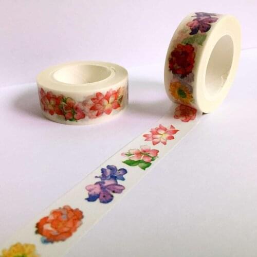 Free shipping 15mm*10m*2rolls lift washi tape/diy decorative tape/beautiful sundry color flower masking paper tape