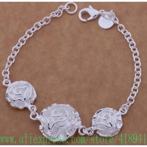 Free shipping silver plated bracelet, silver plated fashion jewelry Three roses /dxhamooa ayjajpqa AH032