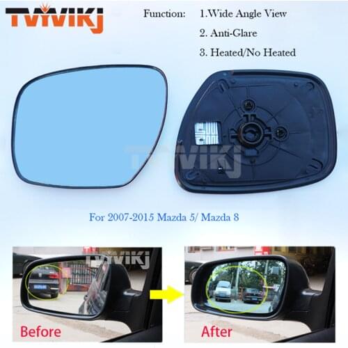 TVYVIKJ Side Rearview Mirror Blue Glass Lens For Mazda 5 Mazda 8 2007-2015 Wide Angle View anti glare door mirror Wing M5 M8