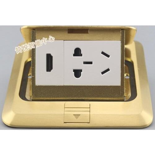 Bronze Pop-up HDMI & Five Hole Power Socket Floor Panel Ground Outlet Receptacle