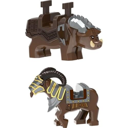MOC City Medieval Dwarf Soldiers Animals Building Blocks Military Minifigs Wild Boar Goat Mount Parts Bricks Toys For Children