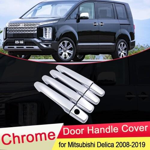 For Mitsubishi Delica 2008 2009 2010 2011 2012 2013 2014 2015 2016 2017 2018 2019 Chrome Door Handle Cover Catch Car Accessories