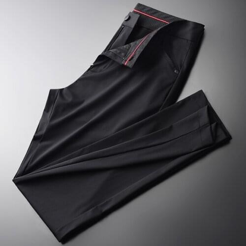 Classic Summer Mens Pants Luxury Elastic Fabric Business Casual Man Pants Plus Size 4xl Hight Quality Slim Fit Mens Trousers