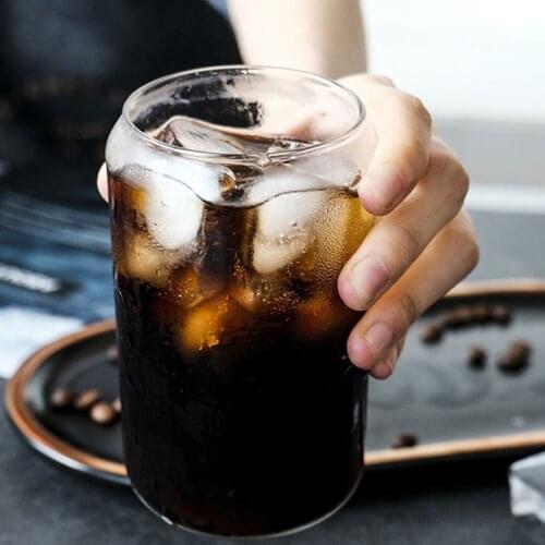 Creative Glass Cup Can Shape Tea Juice Milk Coffee Mug Wine Glass Drink Cup High Borosilicate Glass Durable Drinkware