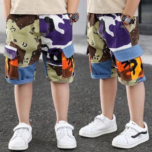 Boys Casual Shorts Summer Teenagers Boys Elastic Waist Cargo Shorts Child Short Pants Calf Length Kids Trousers Cotton Pants
