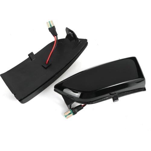 Left & Right Dynamic Turn Signal Lights Plastic+LED Side Mirror Light Smoked Black Tool Yellow 2x