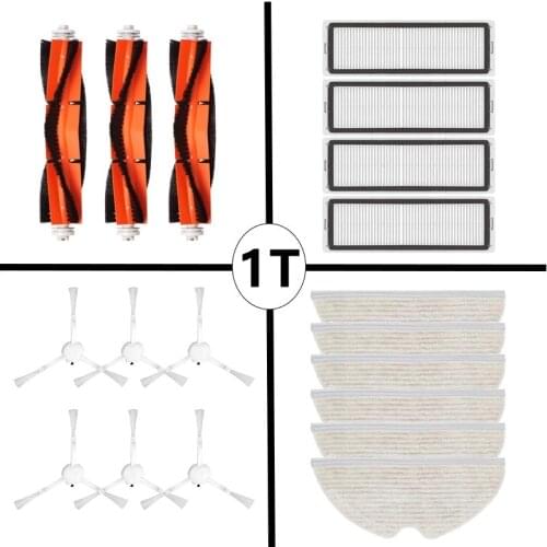 Washable Robot Parts for Xiaomi Mijia 1T STYTJ02ZHM Vacuum Cleaner Accessories Main Roller + Side Brush + Hepa Filter + Mop