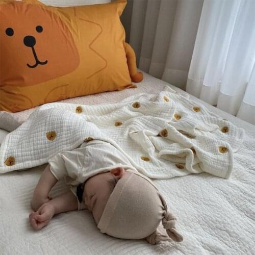 GXMB Baby Muslin Receiving Blanket 4-layers Gauze Cotton Swaddle Wrap Lion Print Sleeping Bag Infants Bath Towel Stroller Cover