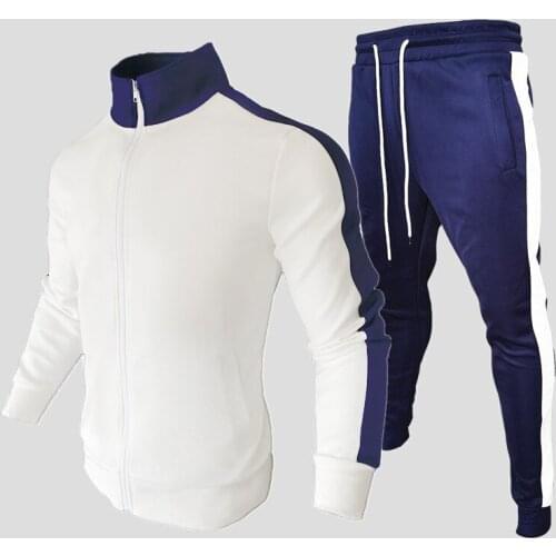 Men Basic Fashion Color Matching Jogging Clothes Sweatshirts Autumn Winter Hoodies+ Elastic Waist Pants Casual Suits Street Wear