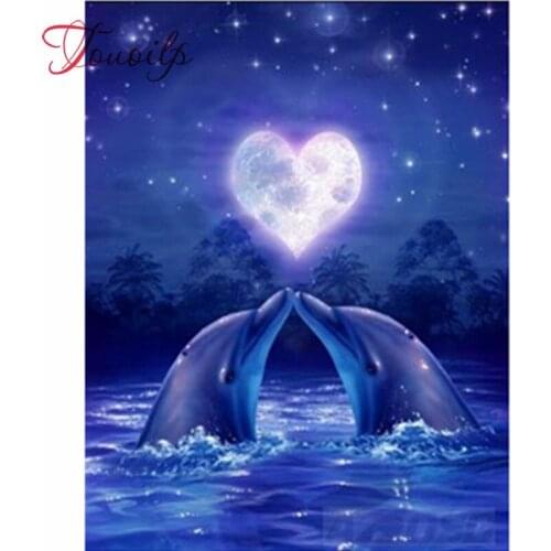 3d DIY Full Square Diamond Embroidery Paiting Animals of Round Diamond Painting Kits love Dolphins Cross Stitch Kit Mosaic